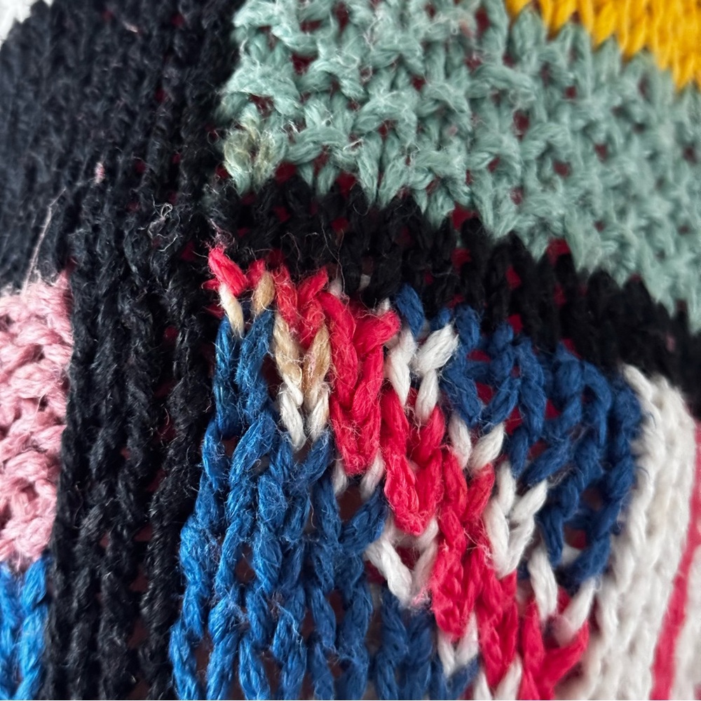 Vintage handmade colorful knit patchwork women's sweater size L-XL - Picture 4 of 5